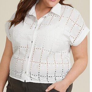 Maurice's Vigoss Eyelet Button Down Cropped Shirt